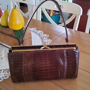 Genuine Alligator Vintage Top Handle Handbag by Vassar